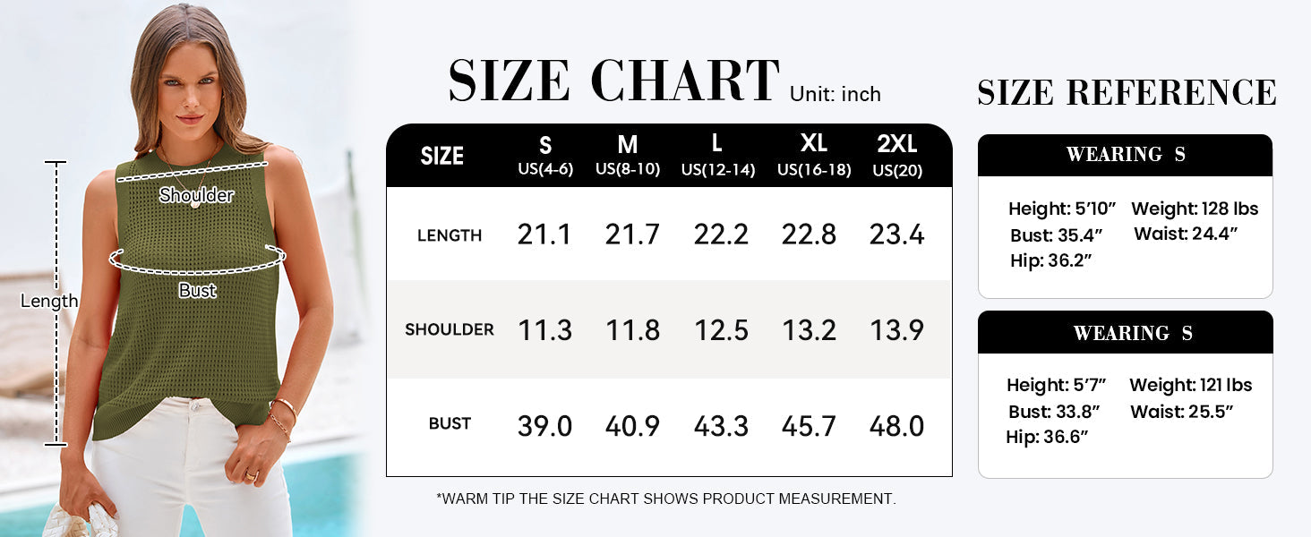 PRETTYGARDEN Summer Crochet Tank Tops for Women Casual Crewneck Hollow Out Loose Knit Sleeveless Sweater Vest Top Trendy PRETTYGARDEN
