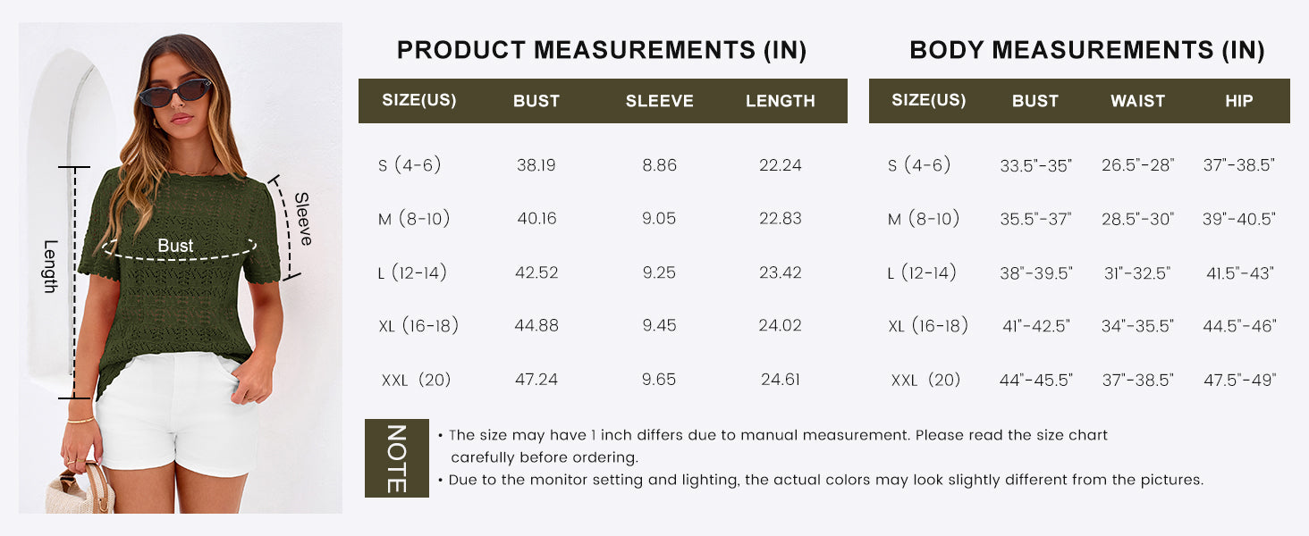 PRETTYGARDEN Women's Short Sleeve Sweater Trendy Crochet Summer Tops Casual Hollow Out Shirts Beach Vacation Clothes PRETTYGARDEN