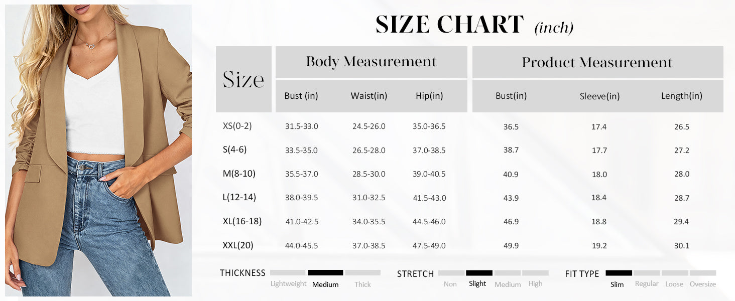 PRETTYGARDEN Women's Spring Blazers Business Casual Outfits Open Front Ruched 3/4 Sleeve Lightweight Work Suits Jackets PRETTYGARDEN