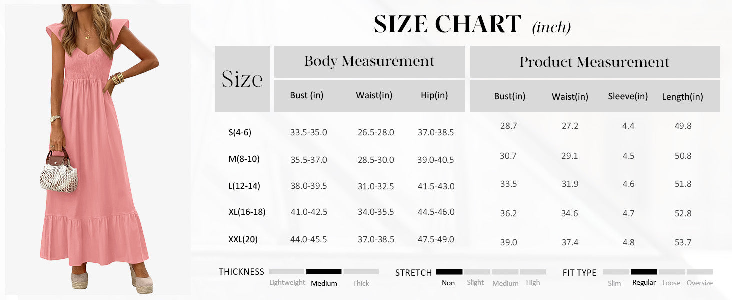 PRETTYGARDEN Women's Summer Casual Maxi Dresses Cap Sleeve V Neck Smocked Long Pockets Party Sundress Vacation Outfits PRETTYGARDEN