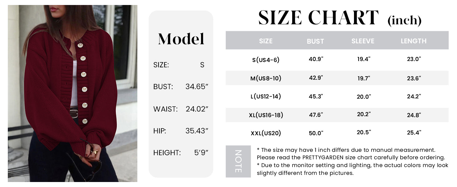 PRETTYGARDEN Women's Winter Cardigan Sweaters Trendy Chunky Knit Long Sleeve Button Up Casual Warm Fall Jackets Coats