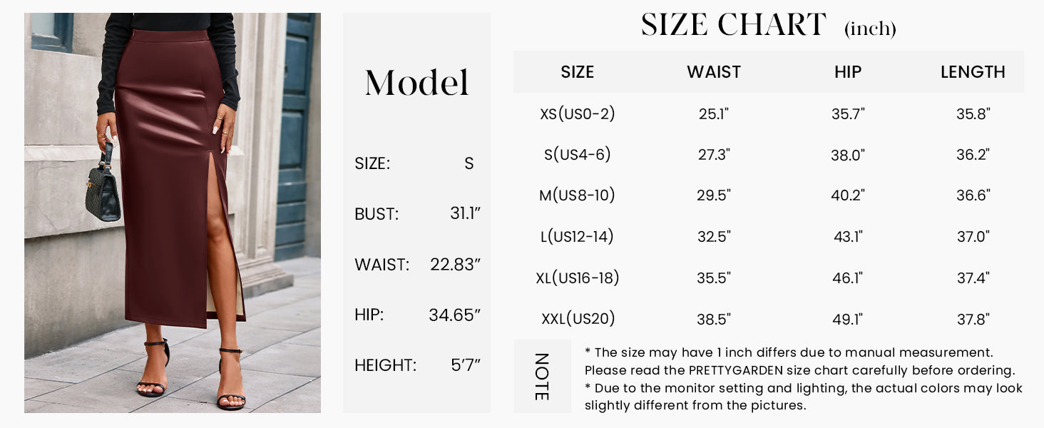 PRETTYGARDEN Womens Faux Leather Skirt Fall Bodycon High Waisted Slit Dressy Casual Winter Maxi Long Pencil Skirts