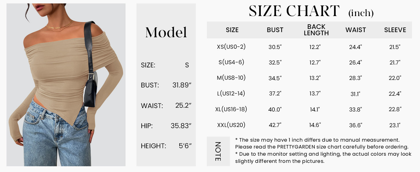 PRETTYGARDEN Women's Long Sleeve Shirts Off Shoulder Tops Going Out Slim Fitted Y2K Blouses Fall Fashion Clothes