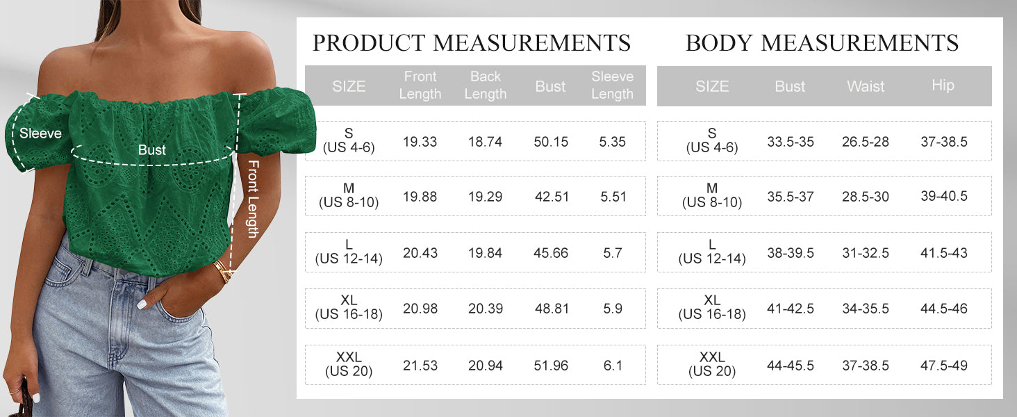 PRETTYGARDEN Women's Summer Off The Shoulder Tops Dressy Casual Puff Short Sleeve Embroidered Eyelet Cute Blouse Shirts PRETTYGARDEN