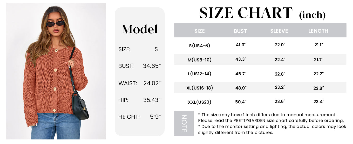 PRETTYGARDEN Cardigan Sweaters for Women Trendy Oversized Knit Chunky Button Cardigans Fall Winter Outfits with Pockets