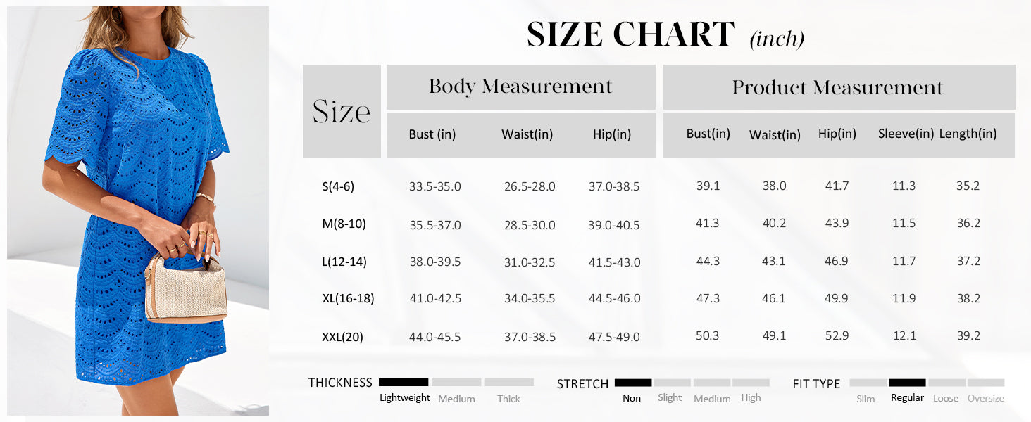 PRETTYGARDEN Women's Summer Casual Short Dresses Embroidered Lace Short Sleeve Boho Mini Dress Beach Vacation Clothes PRETTYGARDEN