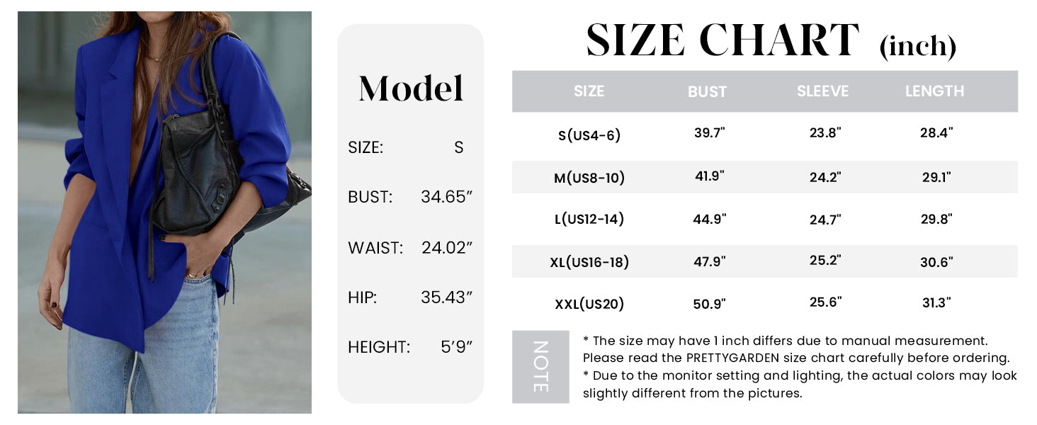PRETTYGARDEN Fall Blazers for Women Business Casual Long Sleeve Lapel Pockets Dressy Suit Jackets Work Office Clothes