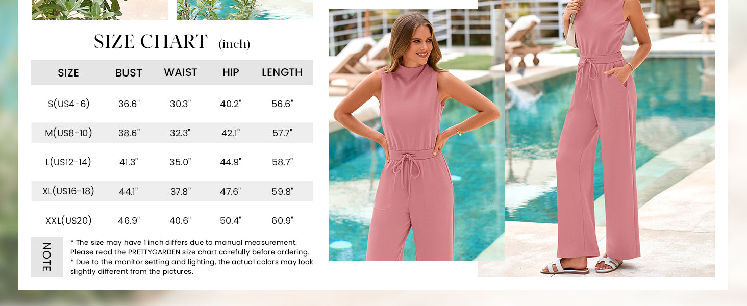 PRETTYGARDEN Jumpsuits Dressy Outfits Casual Sleeveless Mock Neck Wide Leg Pants Rompers