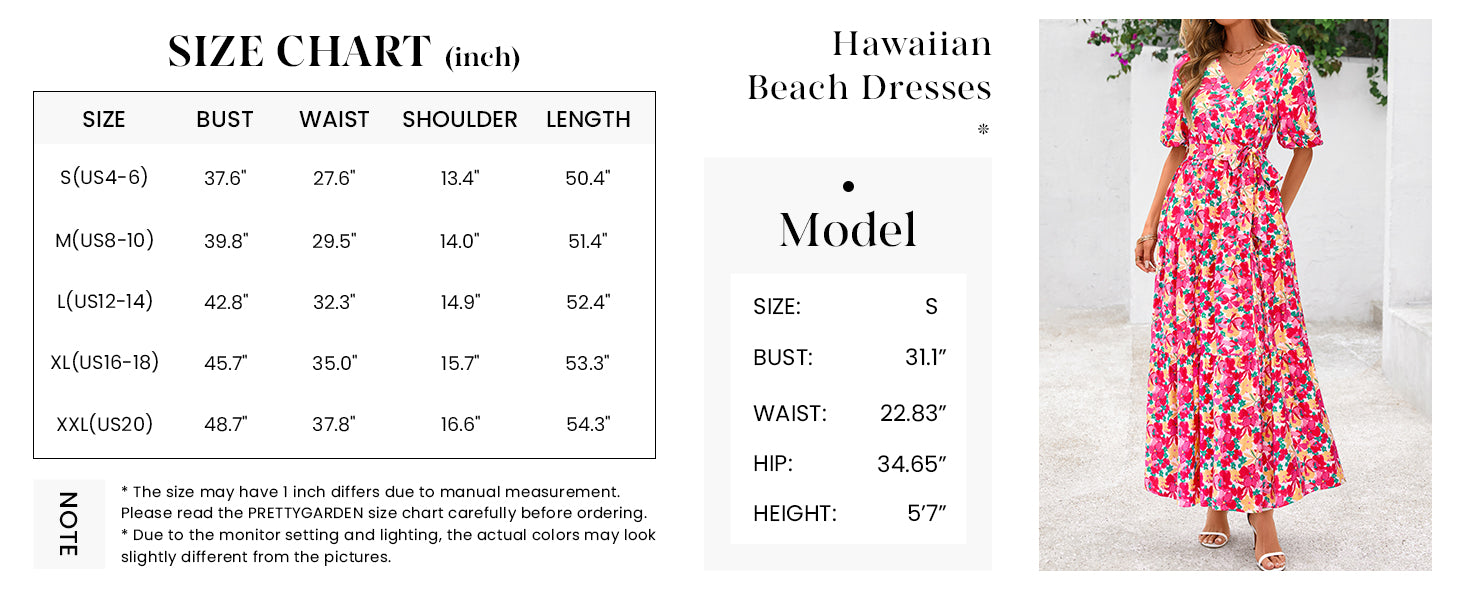 PRETTYGARDEN Women's Maxi Dress Resort Wear Boho Floral V Neck Puff Short Sleeve Ruffle Flowy Beach Long Dresses