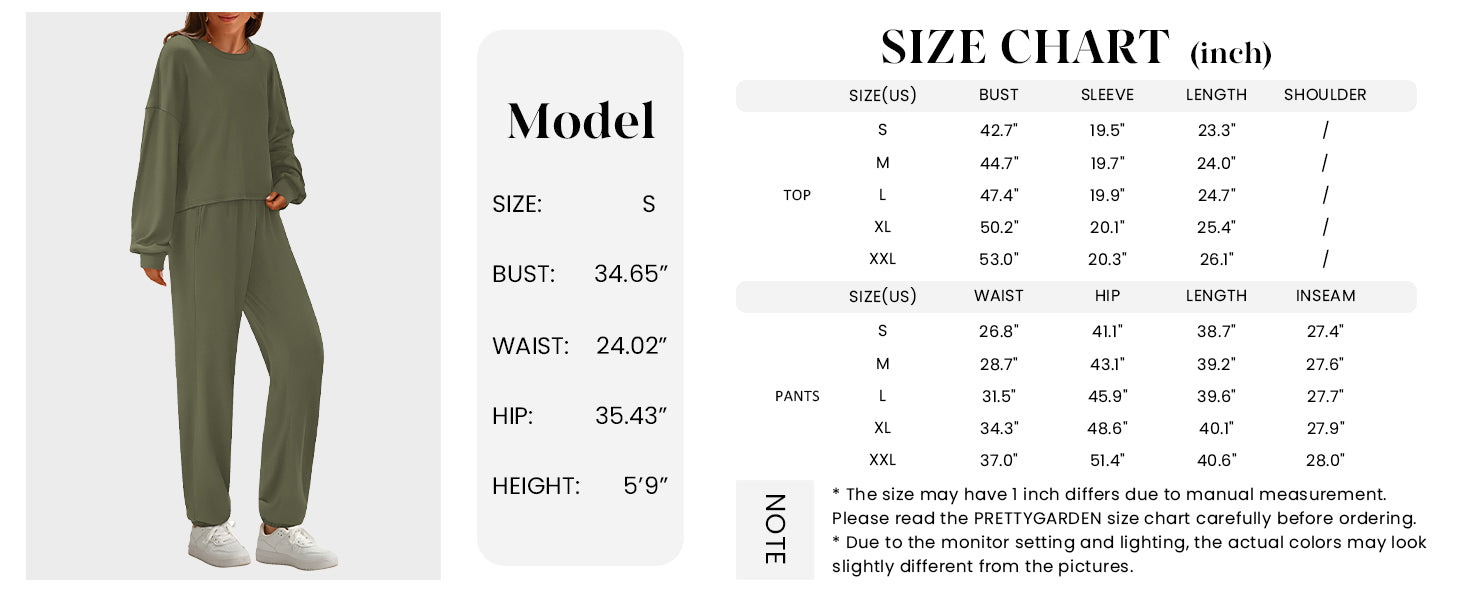 PRETTYGARDEN Women's Two Piece Outfits Lounge Sets Long Sleeve Pullover Tops Sweatpants Fall Fashion Matching Clothing