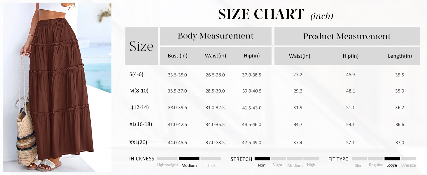 PRETTYGARDEN Women's Tiered Maxi Skirt Summer Spring Fashion 2026 High Waisted Long Flowy Casual Boho Beach Vacation Clothes PRETTYGARDEN