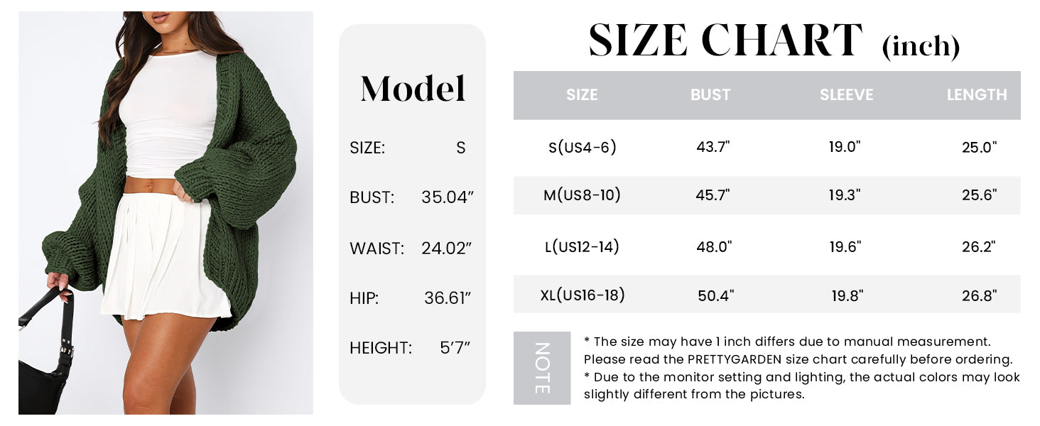 PRETTYGARDEN Cardigan Sweaters for Women Trendy Fall Fashion Long Sleeve Chunky Knit Cardigans Winter Clothing Outfits