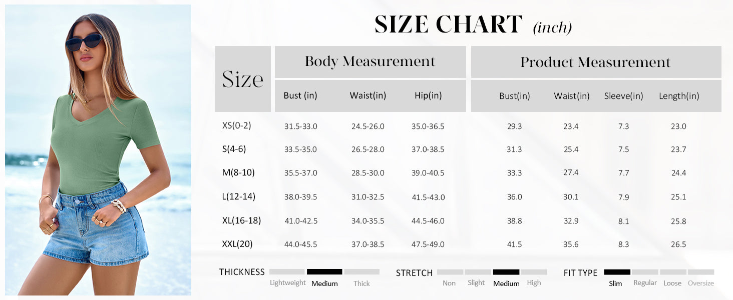 PRETTYGARDEN Women Spring Tops Trendy Ribbed Short Sleeve V Neck Fitted Basic Tee Shirts Casual Going Out Summer Outfits PRETTYGARDEN