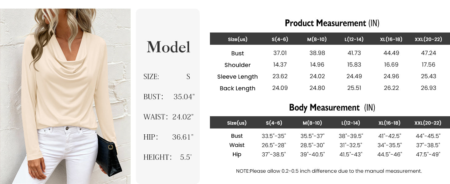 PRETTYGARDEN Womens Spring Tops Dressy Cowl Neck Long Sleeve Shirts Loose Business Casual Blouses Teacher Tunic Top PRETTYGARDEN