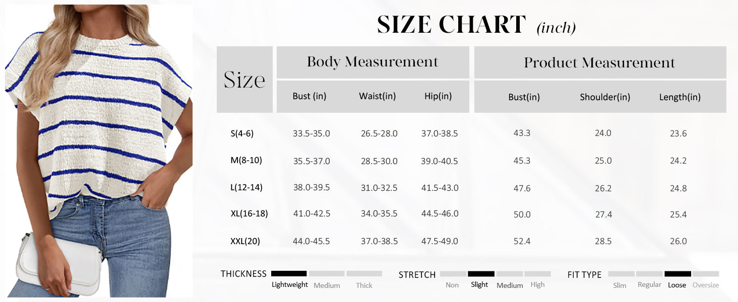 PRETTYGARDEN Womens Summer Short Sleeve Tops Trendy Crew Neck Striped Knit Sweater Business Casual Spring Clothes PRETTYGARDEN