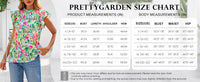 PRETTYGARDEN Women's Ruffle Short Sleeve Summer Tops Trendy Floral Trim Neck Casual Dressy Chiffon Boho Blouses Shirts PRETTYGARDEN