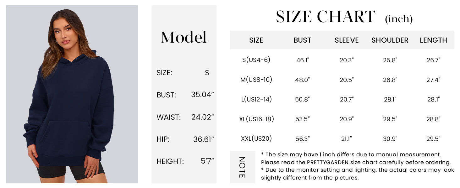 PRETTYGARDEN Womens Oversized Hoodies Fleece Hooded Sweatshirts Long Sleeve Pullover Tops Fall Outfits Winter Clothes