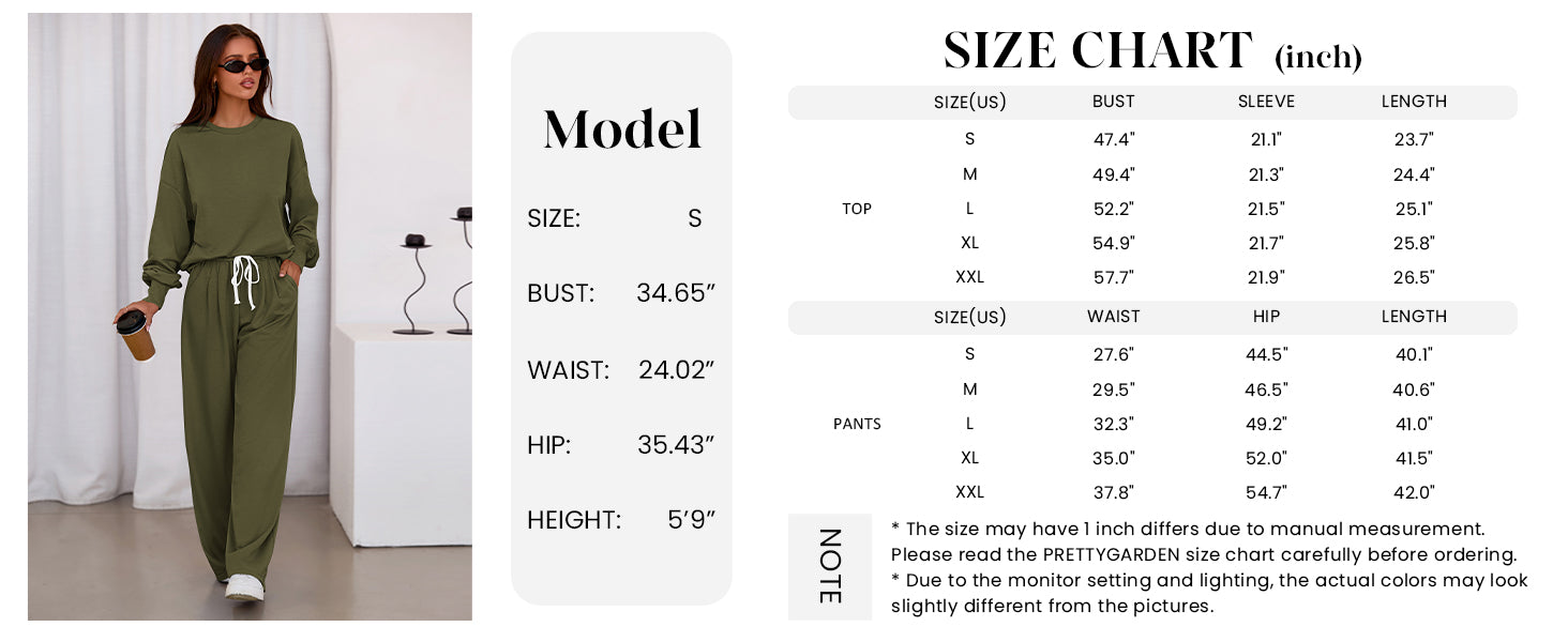 PRETTYGARDEN Womens 2 Piece Sets Long Sleeve Sweatshirt Wide Leg Pants Loose Matching Lounge Set Trendy Fall Outfits