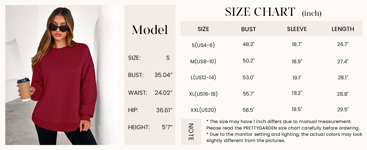 PRETTYGARDEN Sweatshirts for Women Oversized Crewneck Fleece Pullover Long Sleeve Tops Comfy Fall Winter Fashion Outfits