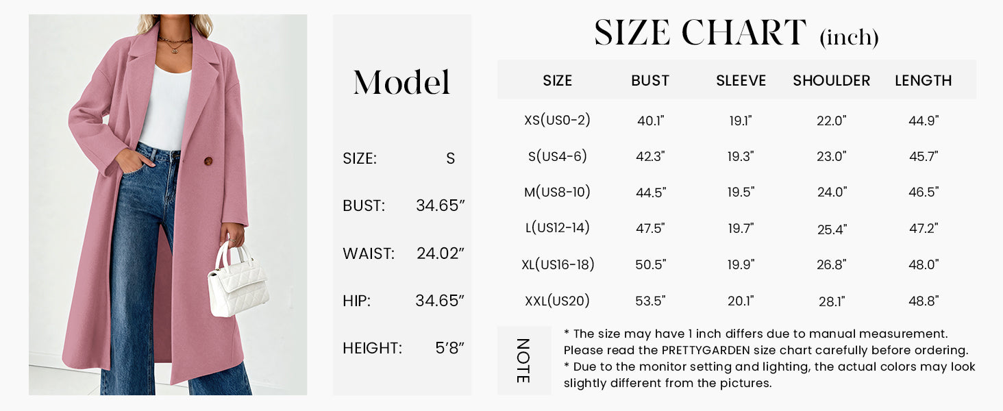 PRETTYGARDEN Womens Winter Coats Trendy Long Sleeve Notch Lapel Button Long Jackets Casual Oversized Vacation Outfits