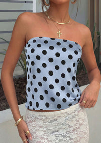 PRETTYGARDEN Strapless Tube Tops for Women Summer Sleeveless Backless Polka Dot Going Out Top Bandeau Cute Y2k Shirt