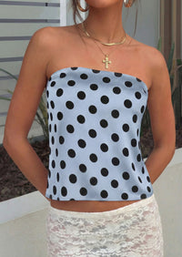 PRETTYGARDEN Strapless Tube Tops for Women Summer Sleeveless Backless Polka Dot Going Out Top Bandeau Cute Y2k Shirt