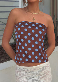 PRETTYGARDEN Strapless Tube Tops for Women Summer Sleeveless Backless Polka Dot Going Out Top Bandeau Cute Y2k Shirt