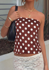 PRETTYGARDEN Strapless Tube Tops for Women Summer Sleeveless Backless Polka Dot Going Out Top Bandeau Cute Y2k Shirt
