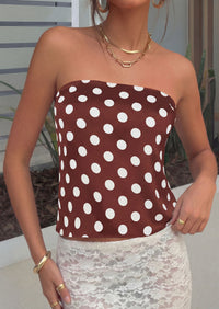 PRETTYGARDEN Strapless Tube Tops for Women Summer Sleeveless Backless Polka Dot Going Out Top Bandeau Cute Y2k Shirt