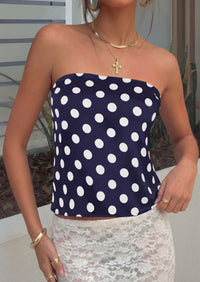 PRETTYGARDEN Strapless Tube Tops for Women Summer Sleeveless Backless Polka Dot Going Out Top Bandeau Cute Y2k Shirt