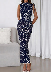 PRETTYGARDEN Women's Summer Maxi Floral Dresses Ruched Bodycon Sleeveless Mesh Formal Wedding Guest Cocktail Split Long Dress PRETTYGARDEN