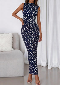 PRETTYGARDEN Women's Summer Maxi Floral Dresses Ruched Bodycon Sleeveless Mesh Formal Wedding Guest Cocktail Split Long Dress PRETTYGARDEN