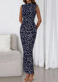 PRETTYGARDEN Women's Summer Maxi Floral Dresses Ruched Bodycon Sleeveless Mesh Formal Wedding Guest Cocktail Split Long Dress PRETTYGARDEN