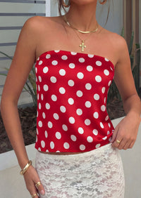 PRETTYGARDEN Strapless Tube Tops for Women Summer Sleeveless Backless Polka Dot Going Out Top Bandeau Cute Y2k Shirt