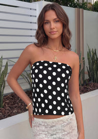 PRETTYGARDEN Strapless Tube Tops for Women Summer Sleeveless Backless Polka Dot Going Out Top Bandeau Cute Y2k Shirt