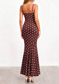 PRETTYGARDEN Womens Summer Dresses Polka Dot Spaghetti Strap Cowl Neck Bodycon Wedding Cocktail Mermaid Maxi Dress PRETTYGARDEN