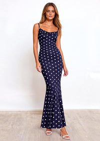PRETTYGARDEN Womens Summer Dresses Polka Dot Spaghetti Strap Cowl Neck Bodycon Wedding Cocktail Mermaid Maxi Dress PRETTYGARDEN