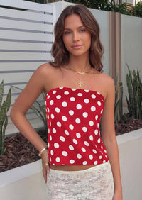 PRETTYGARDEN Strapless Tube Tops for Women Summer Sleeveless Backless Polka Dot Going Out Top Bandeau Cute Y2k Shirt
