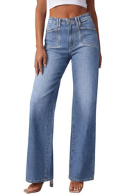 PRETTYGARDEN High Waisted Wide Leg Jeans for Women 2026 Trendy Baggy Straight Leg Stretchy Summer Denim Pants with Pockets