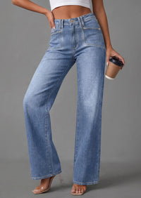 PRETTYGARDEN High Waisted Wide Leg Jeans for Women 2026 Trendy Baggy Straight Leg Stretchy Summer Denim Pants with Pockets