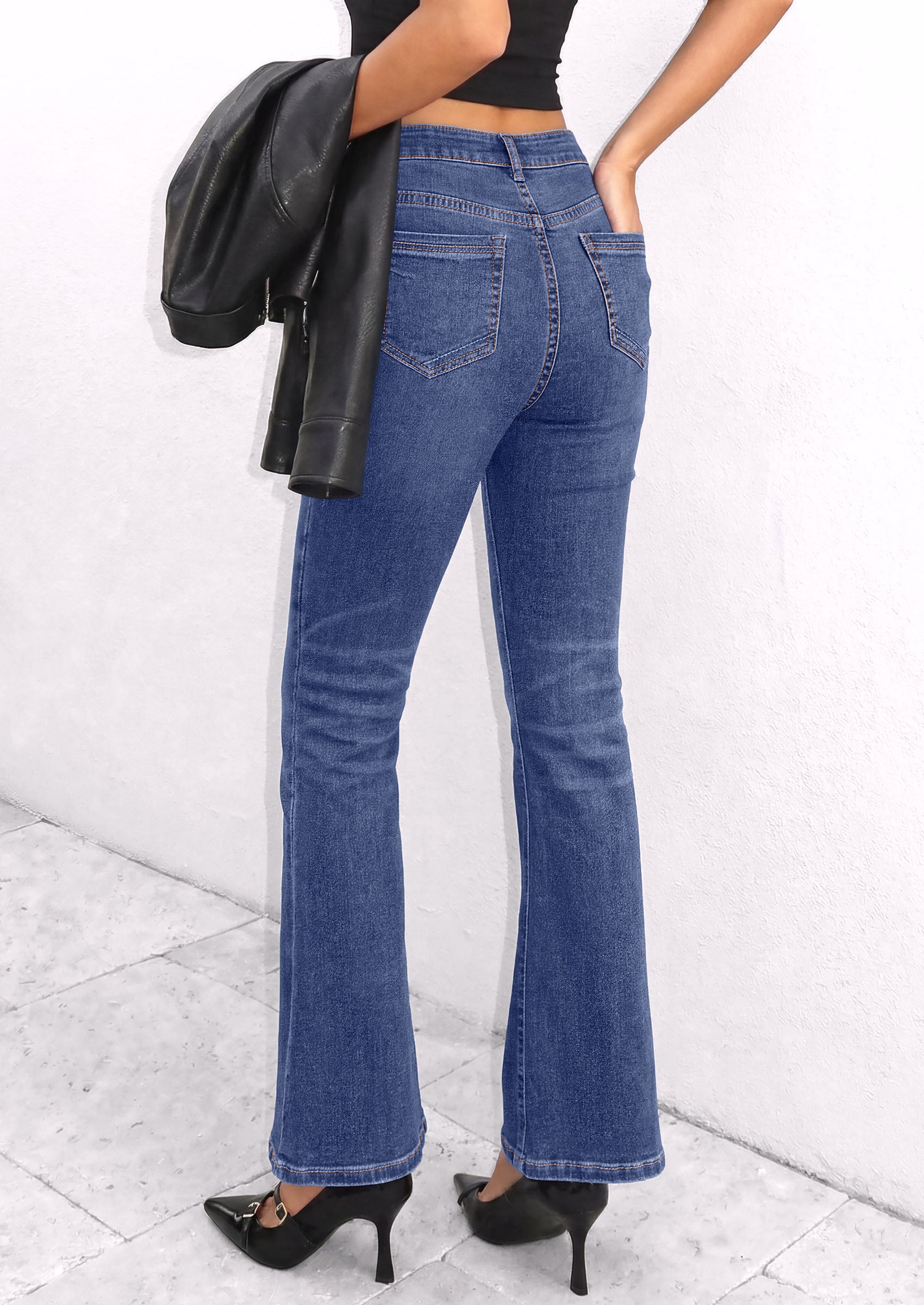 PRETTYGARDEN Womens High Waisted Flare Bell Bottom Jeans | Stretchy Trendy, High Waisted Rise, Flare Bell Bottom, Pockets, Dressy Casual Outfits, Fall Winter Fashion Clothing