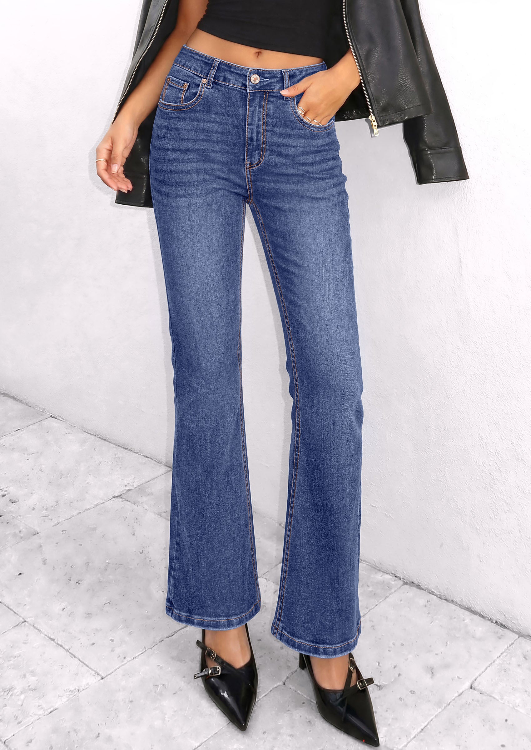 PRETTYGARDEN Womens High Waisted Flare Bell Bottom Jeans | Stretchy Trendy, High Waisted Rise, Flare Bell Bottom, Pockets, Dressy Casual Outfits, Fall Winter Fashion Clothing