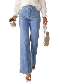 PRETTYGARDEN Womens Wide Leg Jeans High Waisted Stretchy|High Rise Bootcut Jeans with Front Patch Pockets, Loose Fit Daily Wear Denim, Trendy Work Pants, Business Casual Outfits