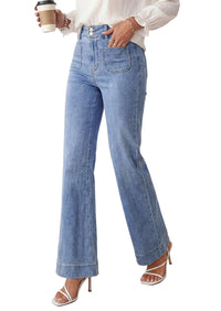 PRETTYGARDEN Womens Wide Leg Jeans High Waisted Stretchy|High Rise Bootcut Jeans with Front Patch Pockets, Loose Fit Daily Wear Denim, Trendy Work Pants, Business Casual Outfits