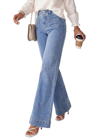 PRETTYGARDEN Womens Wide Leg Jeans High Waisted Stretchy|High Rise Bootcut Jeans with Front Patch Pockets, Loose Fit Daily Wear Denim, Trendy Work Pants, Business Casual Outfits