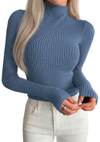 PRETTYGARDEN Long Sleeve T Shirts for Women Fall Fashion 2026 Mock Neck Fitted Ribbed Tee Tops Casual Basic Winter Clothing