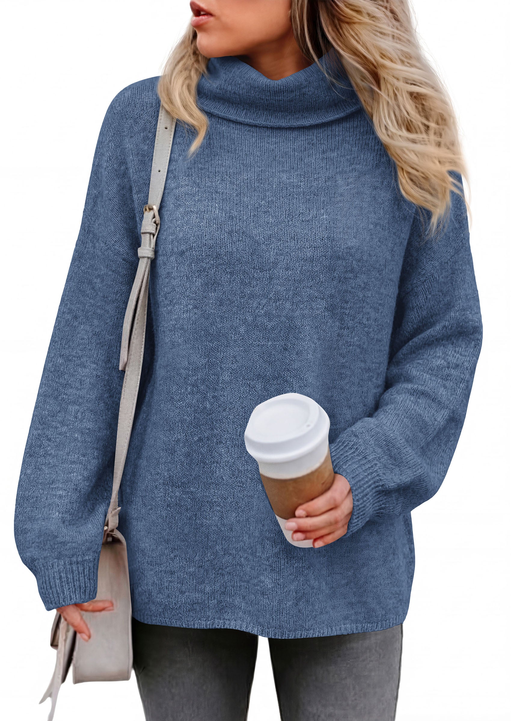 PRETTYGARDEN Women's Winter Turtleneck Sweaters Oversized Warm Pullover  Cozy Chunky Knit Sweater, Long Sleeve Tunic, Loose Fit Dressy Casual Tops, Trendy Fall Fashion Clothing, Holiday Outfits
