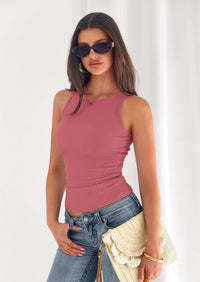 PRETTYGARDEN Womens Summer High Neck Ribbed Tank Tops Casual Basic Sleeveless Slim Fitted Racerback Workout T Shirts PRETTYGARDEN