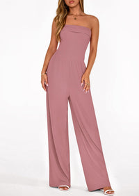 PRETTYGARDEN Tube Jumpsuits for Women Dressy Casual Off Shoulder Wide Leg Rompers Jumper One Piece Vacation Summer Outfits PRETTYGARDEN