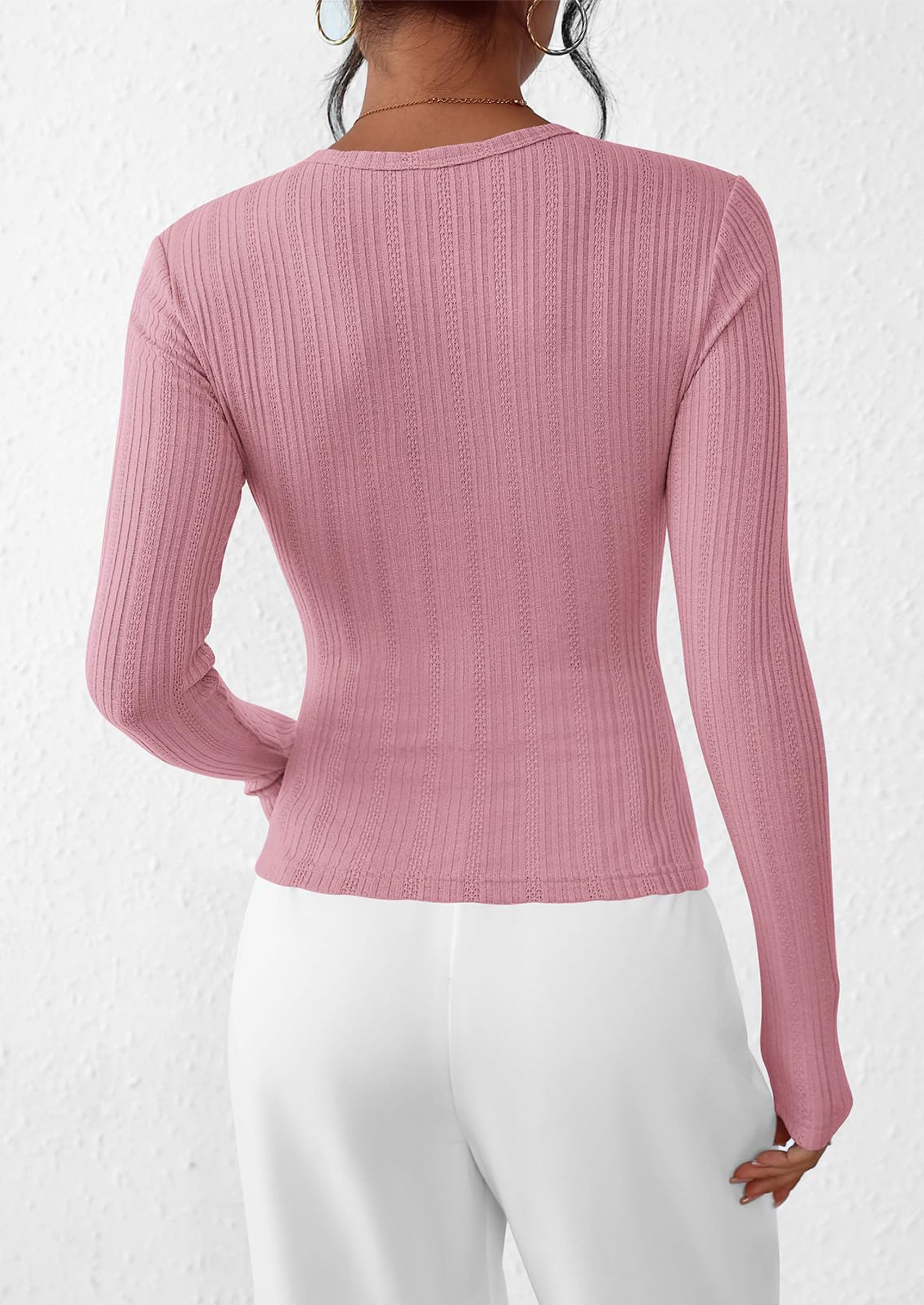 PRETTYGARDEN Crew Neck Long Sleeve Cute Going Out Tops for Women Casual Basic Slim Fit Womens Pullover Shirts PRETTYGARDEN